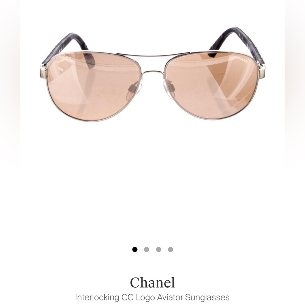 Chanel Interlocking Cc Logo Aviator Sunglasses (W… - image 1